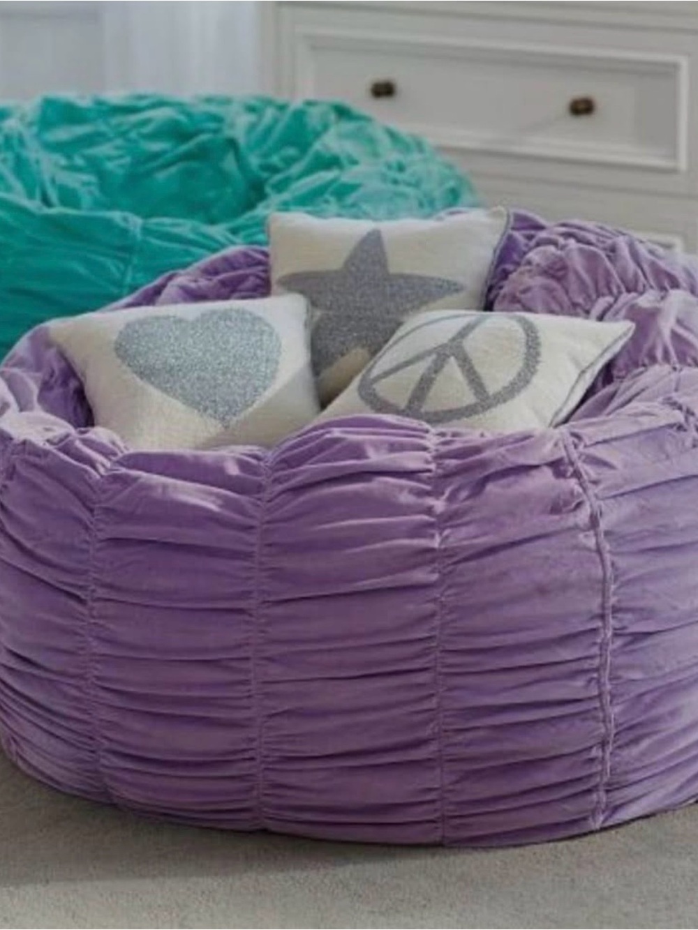 Pottery Barn Teen Large Beanbag Cover Teal Blue